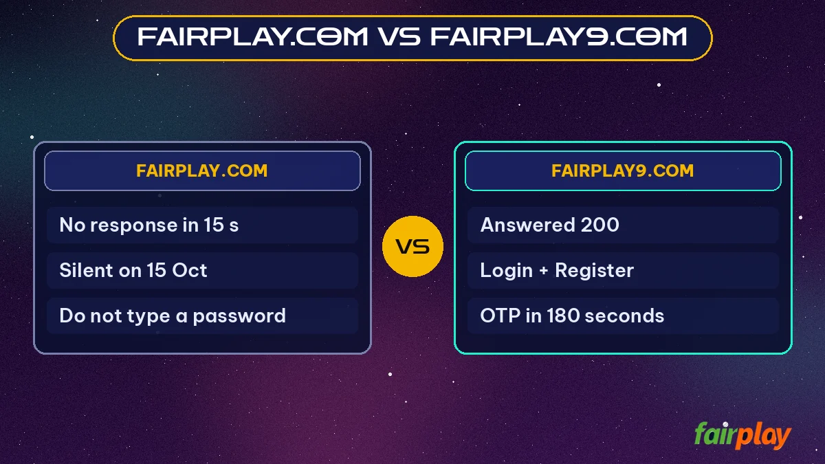 fairplay.com vs fairplay9.com side-by-side chart: fairplay.com against fairplay9.com