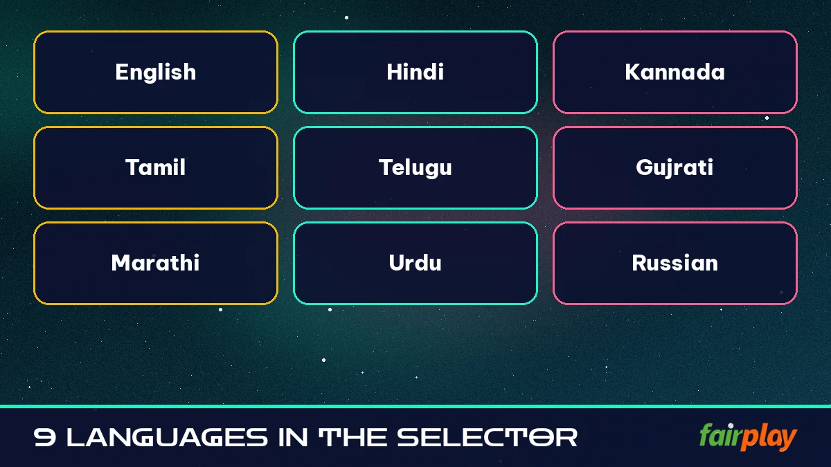 9 Languages in the Selector tile chart: English, Hindi, Kannada, Tamil, Telugu and 4 more