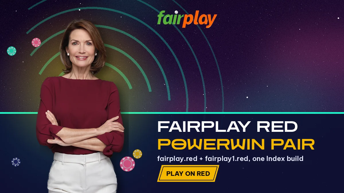 FairPlay Red, Powerwin Pair: fairplay.red + fairplay1.red, one Index build, with a woman with folded arms